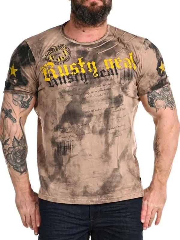 Baxtar T-Shirt - Brun/Gul^Rusty Neal Cheap