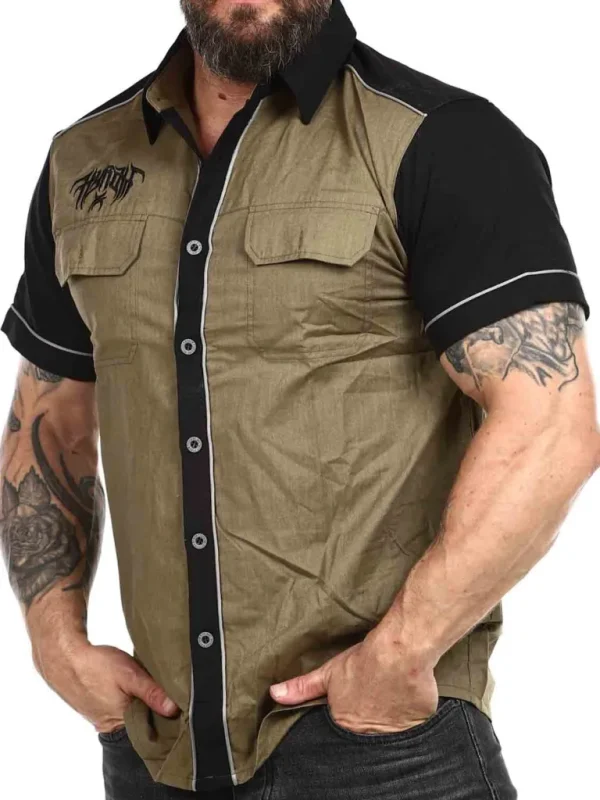 Blazon Worker Kortaermet Skjorte - Khaki^Hyraw Flash Sale