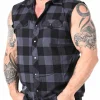 Checkshirt Sleeveless Skjorte - Sort/Gra^Urban Classics Flash Sale