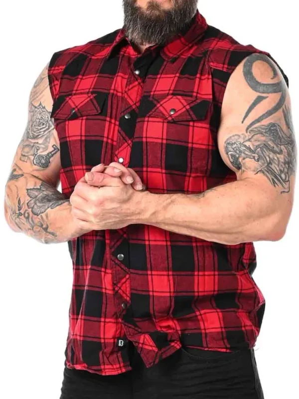 Checkshirt Sleeveless Skjorte - Rod/Sort^Urban Classics Shop