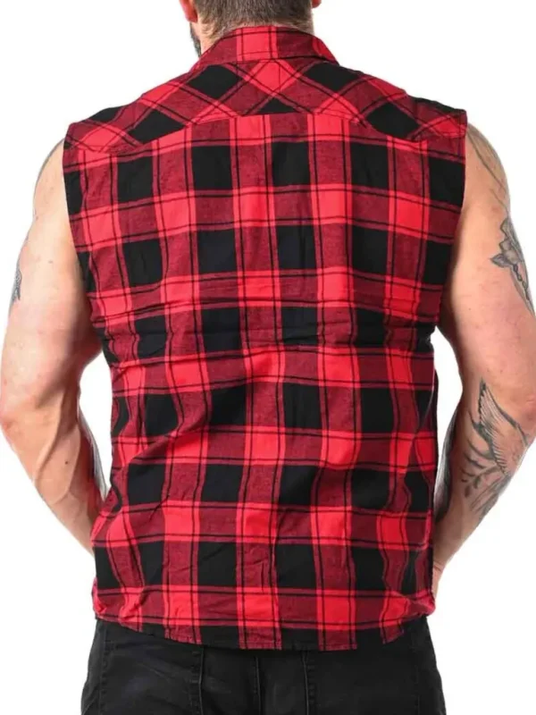 Checkshirt Sleeveless Skjorte - Rod/Sort^Urban Classics Shop