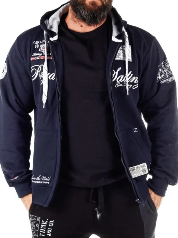 Fighter Geo Norway Zip Hoodie - Morkebla^Geographical Norway Fashion