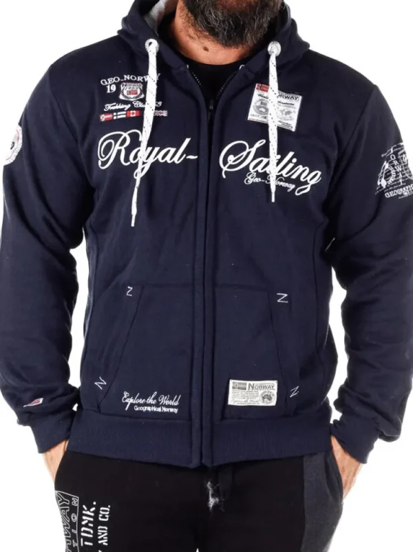 Fighter Geo Norway Zip Hoodie - Morkebla^Geographical Norway Fashion