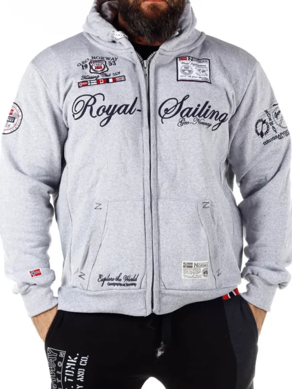 Fighter Geo Norway Zip Hoodie - Gra^Geographical Norway Outlet