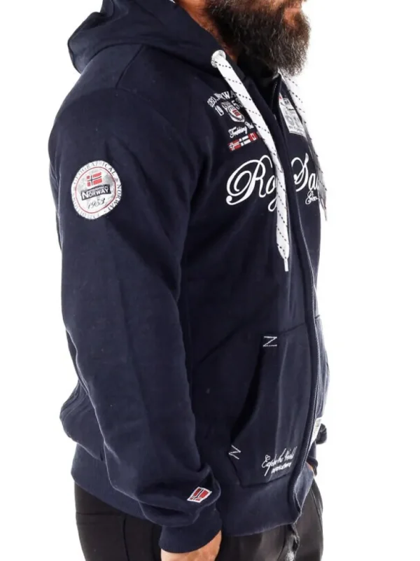 Fighter Geo Norway Zip Hoodie - Morkebla^Geographical Norway Fashion