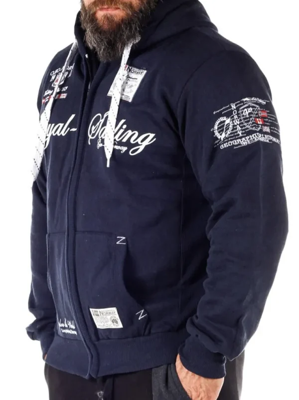 Fighter Geo Norway Zip Hoodie - Morkebla^Geographical Norway Fashion