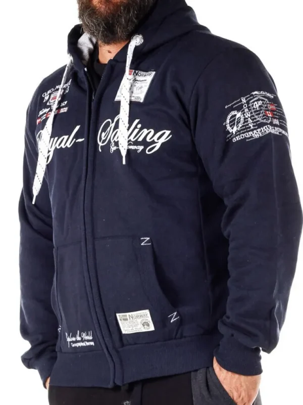 Fighter Geo Norway Zip Hoodie - Morkebla^Geographical Norway Fashion