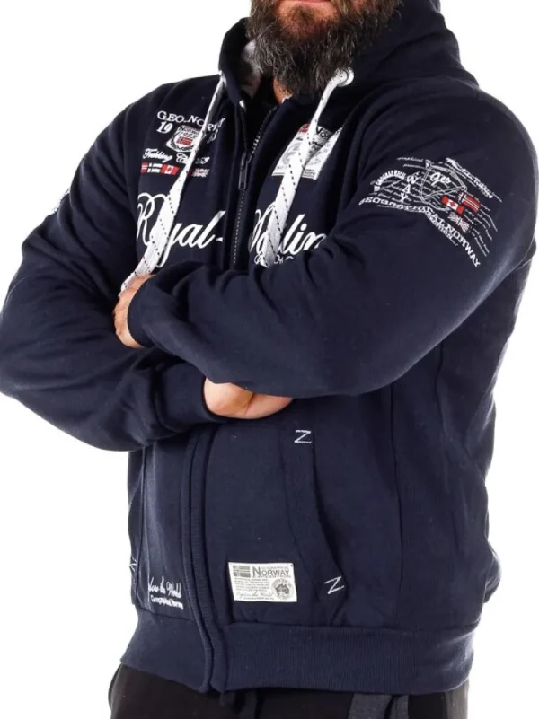 Fighter Geo Norway Zip Hoodie - Morkebla^Geographical Norway Fashion