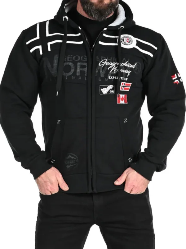 Garadock Geo Norway Zip Hoodie - Sort^Geographical Norway Cheap