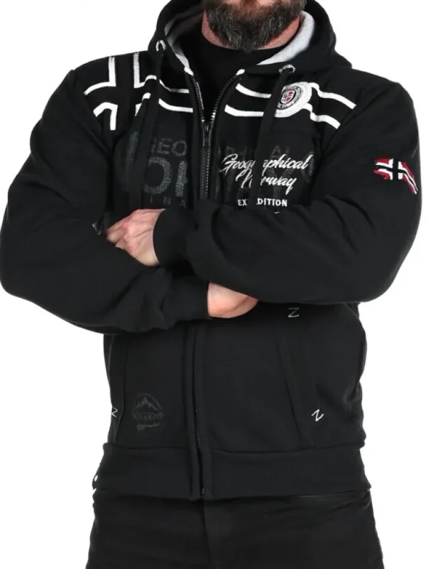 Garadock Geo Norway Zip Hoodie - Sort^Geographical Norway Best Sale