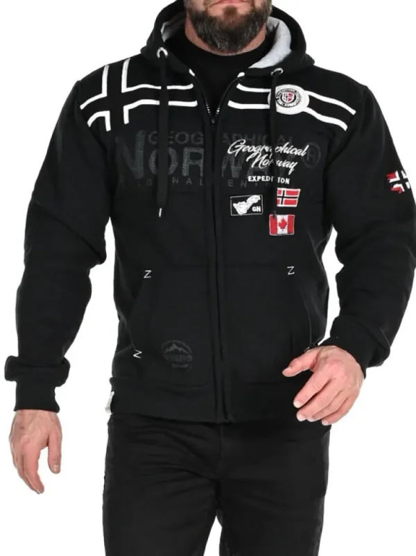Garadock Geo Norway Zip Hoodie - Sort^Geographical Norway Best Sale