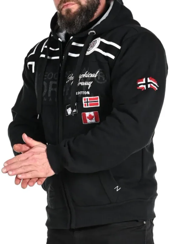 Garadock Geo Norway Zip Hoodie - Sort^Geographical Norway Best Sale