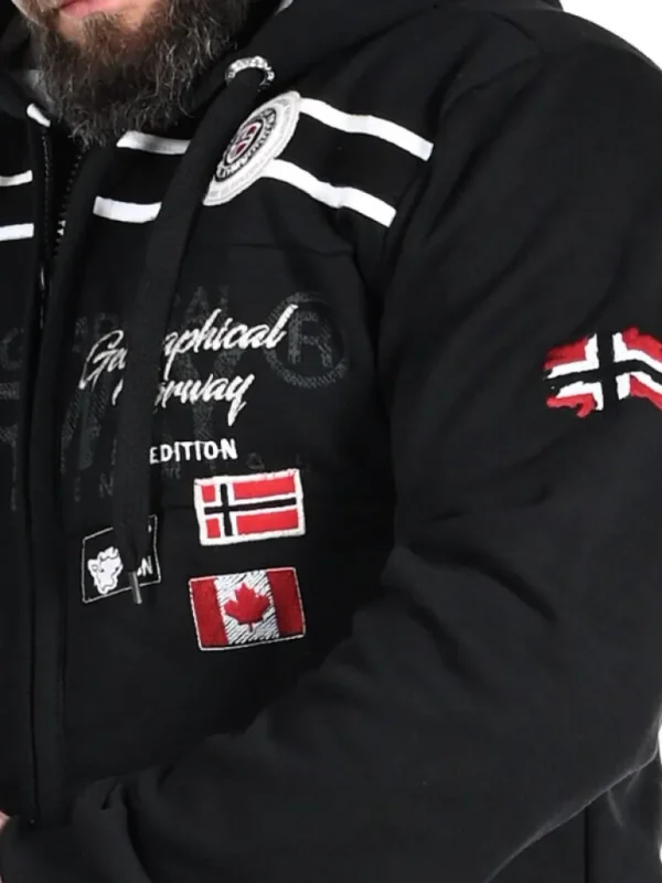 Garadock Geo Norway Zip Hoodie - Sort^Geographical Norway Best Sale