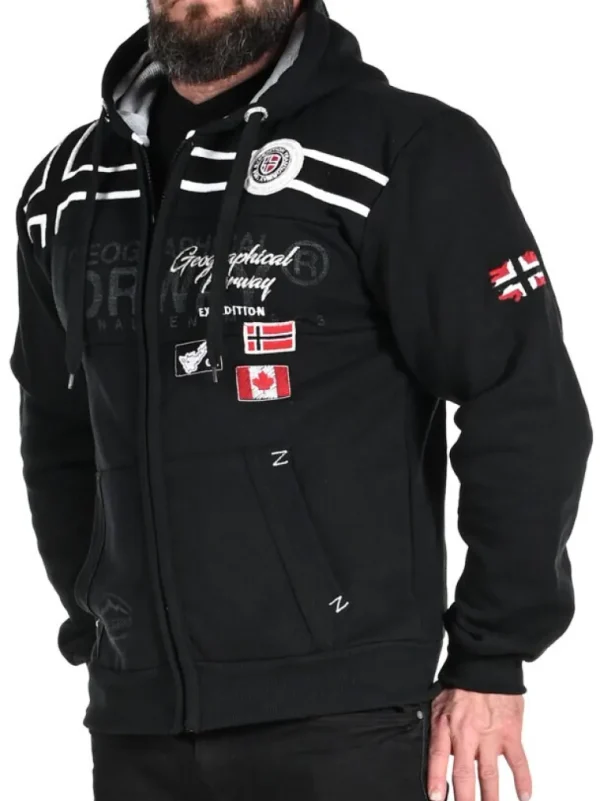 Garadock Geo Norway Zip Hoodie - Sort^Geographical Norway Best Sale