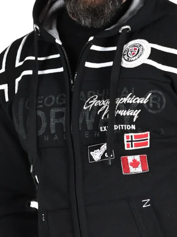 Garadock Geo Norway Zip Hoodie - Sort^Geographical Norway Best Sale