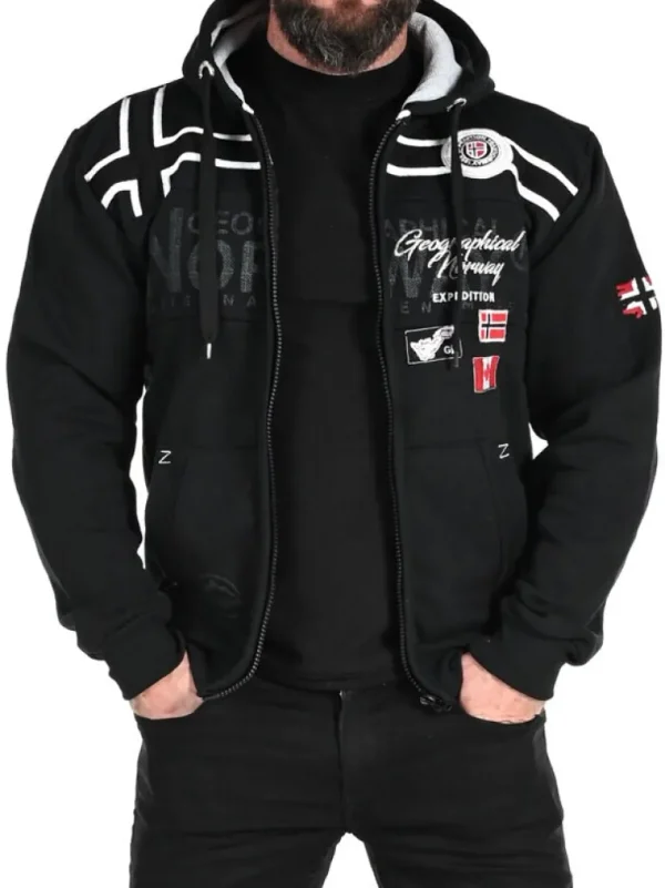 Garadock Geo Norway Zip Hoodie - Sort^Geographical Norway Best Sale