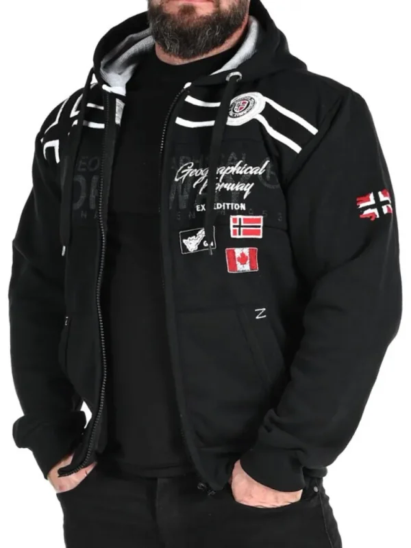 Garadock Geo Norway Zip Hoodie - Sort^Geographical Norway Best Sale