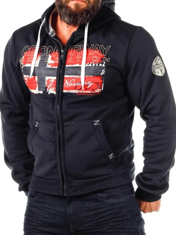 Gayto Geo Norway Zip Hoodie - Sort^Geographical Norway Store