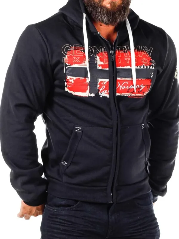 Gayto Geo Norway Zip Hoodie - Sort^Geographical Norway Store