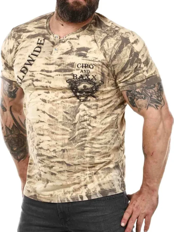 Heavy Noise T-Shirt - Beige^Cipo & Baxx Cheap