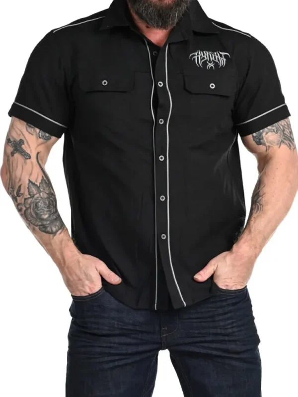 Skull Cross Skjorte - Sort^Hyraw Cheap