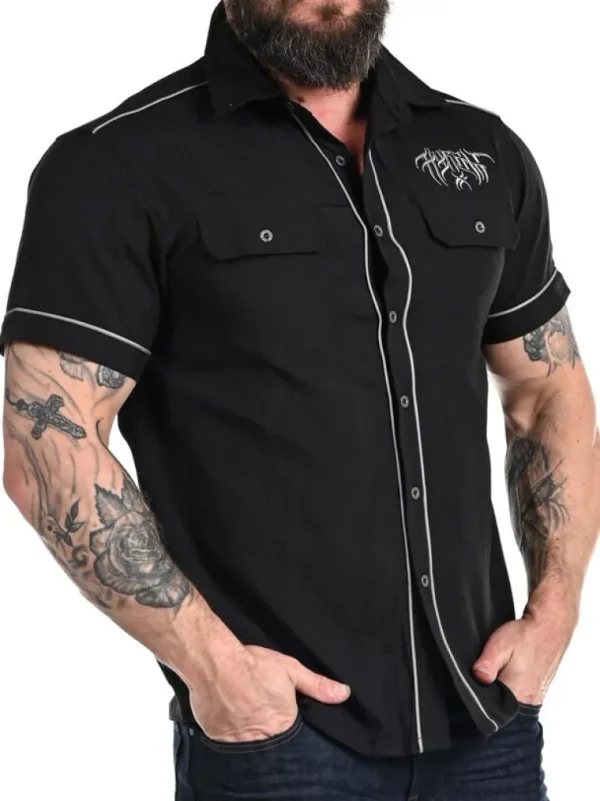 Skull Cross Skjorte - Sort^Hyraw Cheap