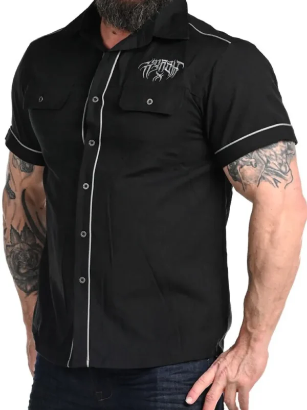 Skull Cross Skjorte - Sort^Hyraw Cheap