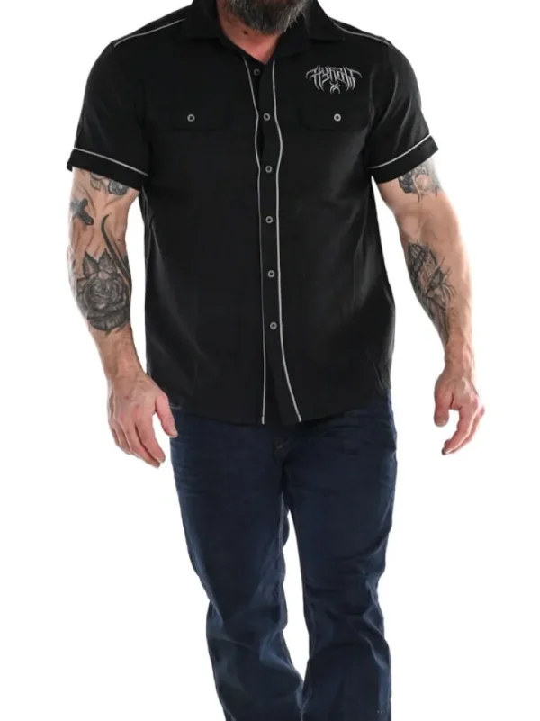 Skull Cross Skjorte - Sort^Hyraw Cheap