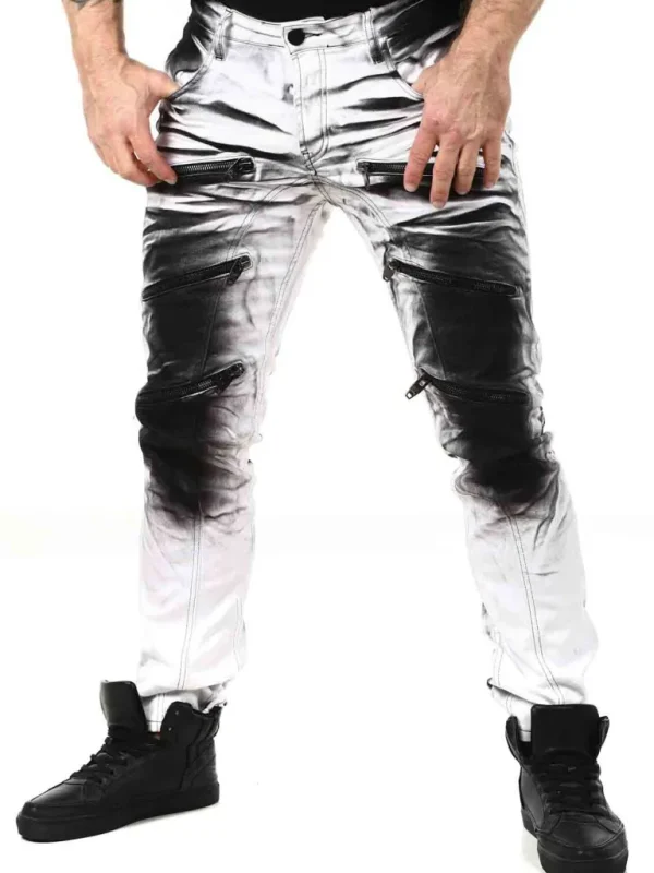 Lazarus Jeans - Hvid/Sort^Kingz Cheap