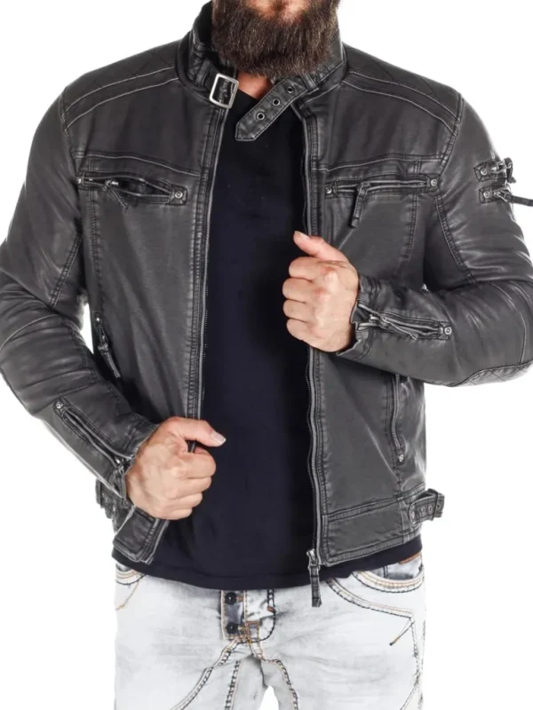 Racing Park Pu Skindjakke - Morkegra^Cipo & Baxx Sale