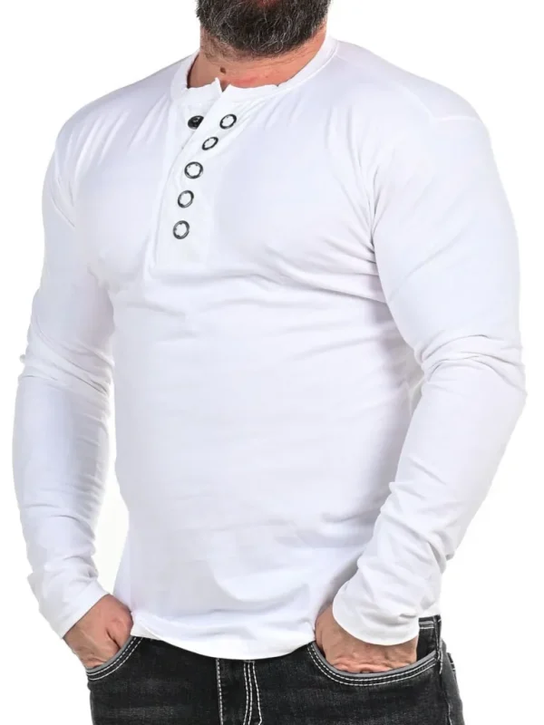 Rd Button Longsleeve - Hvid^* Cheap