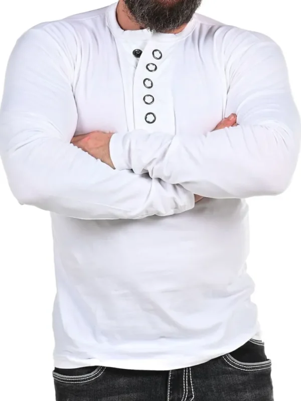 Rd Button Longsleeve - Hvid^* Cheap