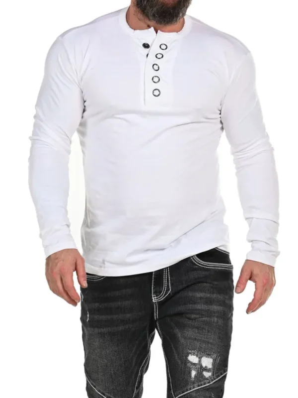 Rd Button Longsleeve - Hvid^* Cheap