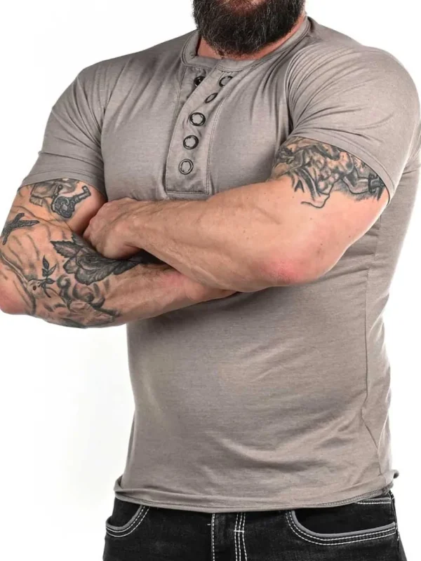 Rd Button T-Shirt - Gra^* New