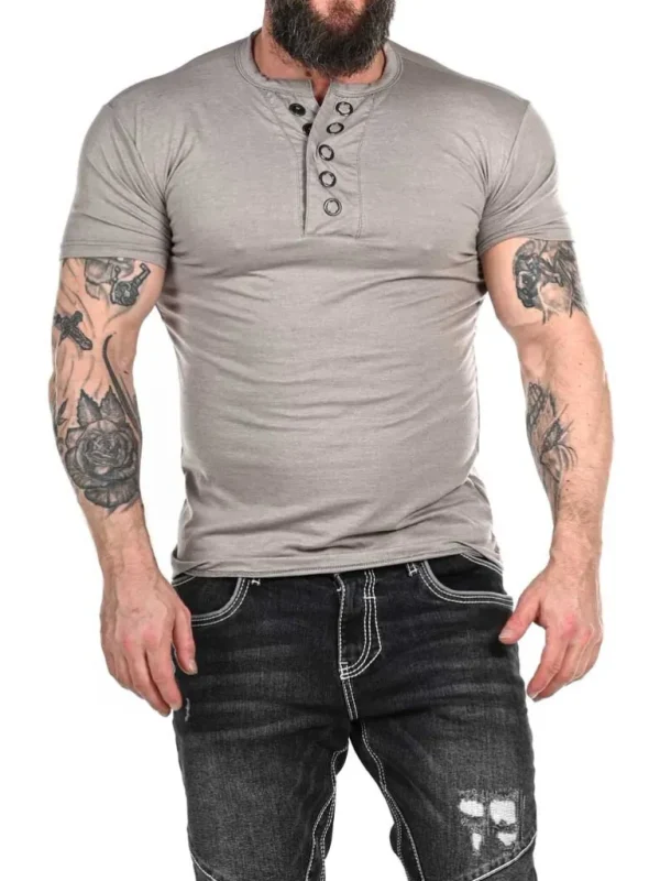 Rd Button T-Shirt - Gra^* New