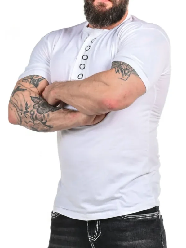 Rd Button T-Shirt - Hvid^* Cheap