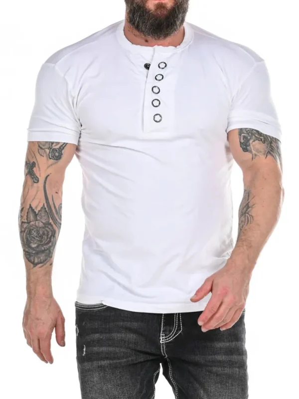 Rd Button T-Shirt - Hvid^* Cheap