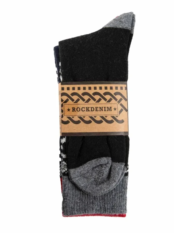 Rd 2-Pack Viking UldStrømper - Bla/Sort^* Cheap