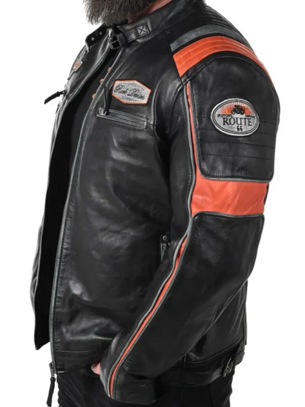 Rd Premium Rider Skindjakke - Sort/Orange^* Discount