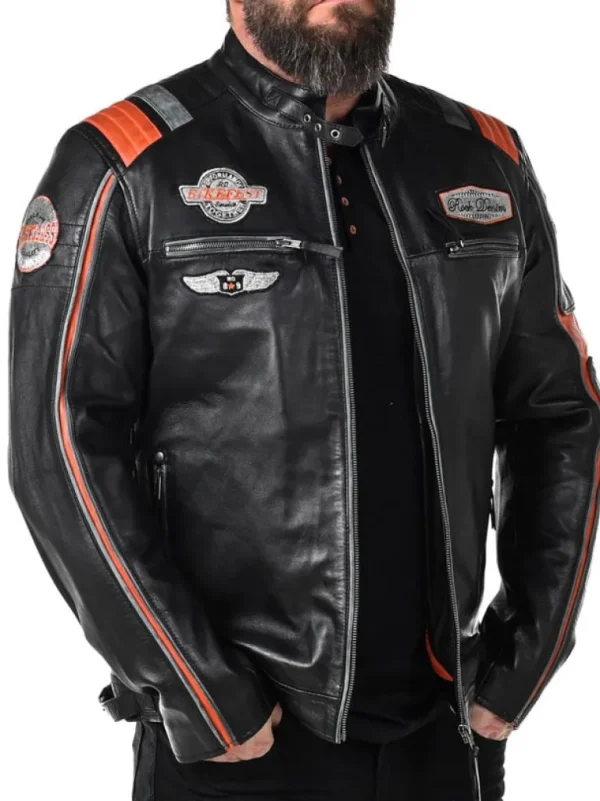 Rd Premium Rider Skindjakke - Sort/Orange^* Discount