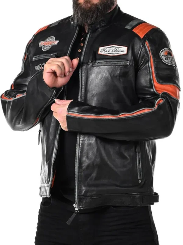 Rd Premium Rider Skindjakke - Sort/Orange^* Cheap