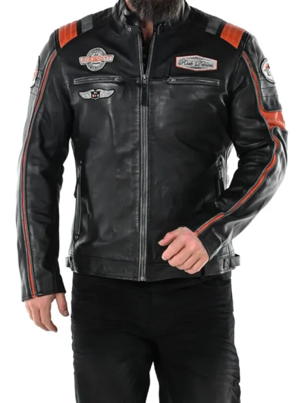 Rd Premium Rider Skindjakke - Sort/Orange^* Cheap