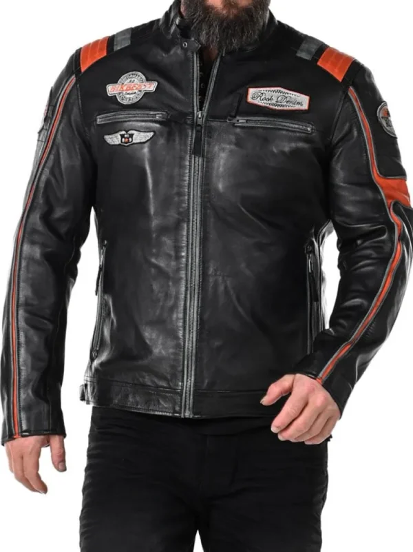 Rd Premium Rider Skindjakke - Sort/Orange^* Discount