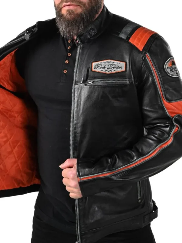 Rd Premium Rider Skindjakke - Sort/Orange^* Cheap