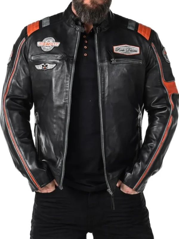 Rd Premium Rider Skindjakke - Sort/Orange^* Cheap