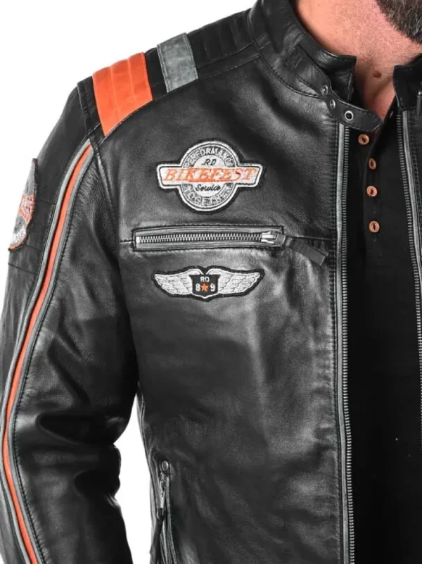 Rd Premium Rider Skindjakke - Sort/Orange^* Cheap