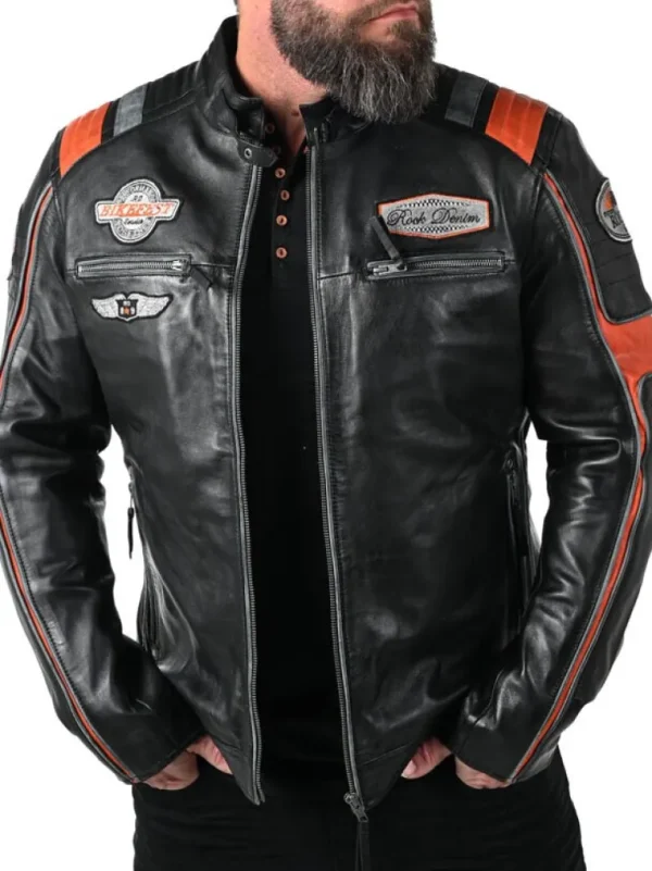 Rd Premium Rider Skindjakke - Sort/Orange^* Cheap