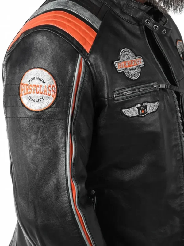 Rd Premium Rider Skindjakke - Sort/Orange^* Cheap