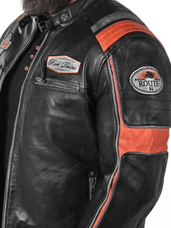 Rd Premium Rider Skindjakke - Sort/Orange^* Discount