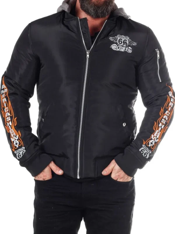 Rd Route 66 Bomberjakke - Sort^* Cheap